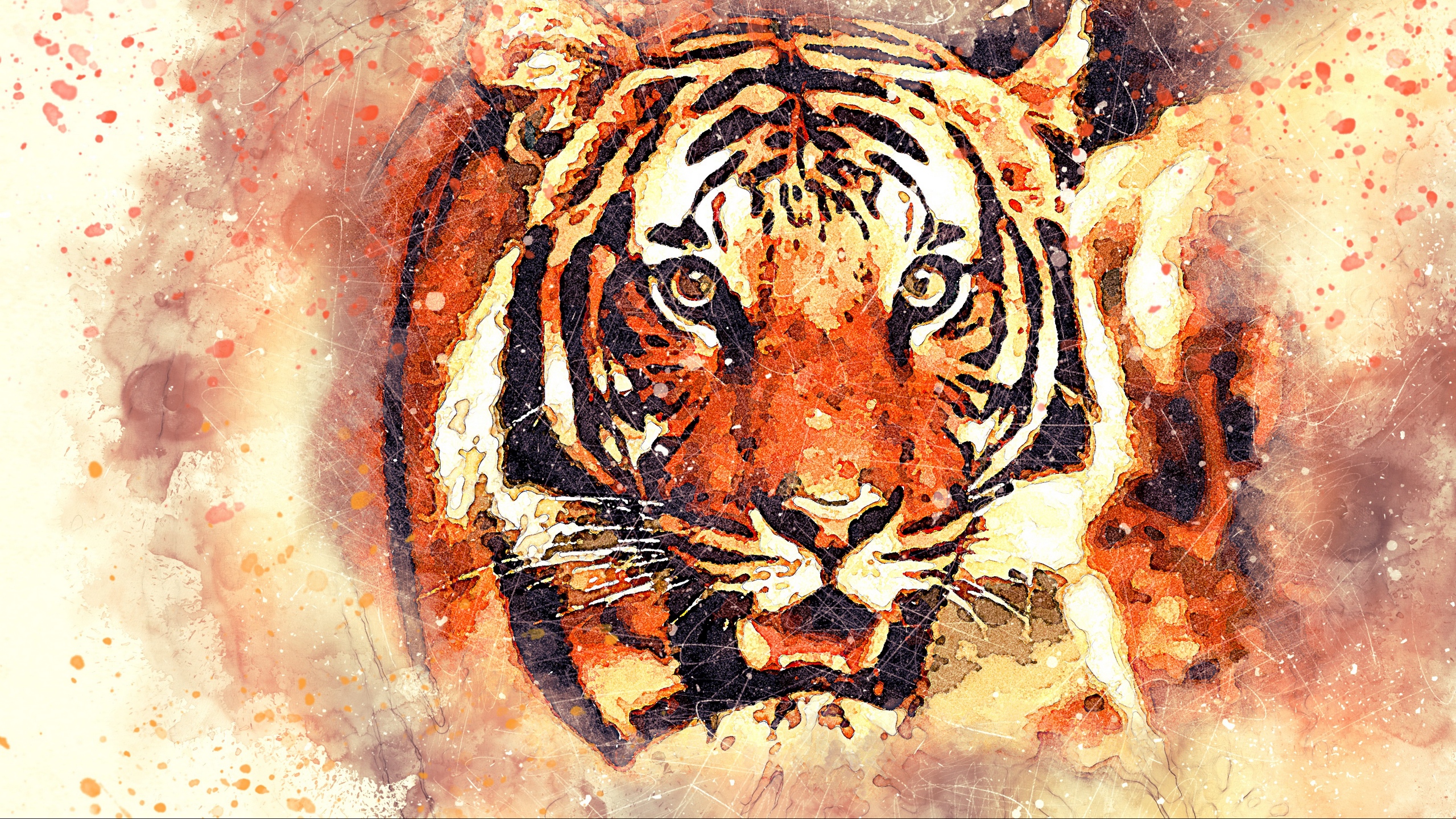 Wallpaper Tiger, Art, Grin, Muzzle - Tiger Art - HD Wallpaper 
