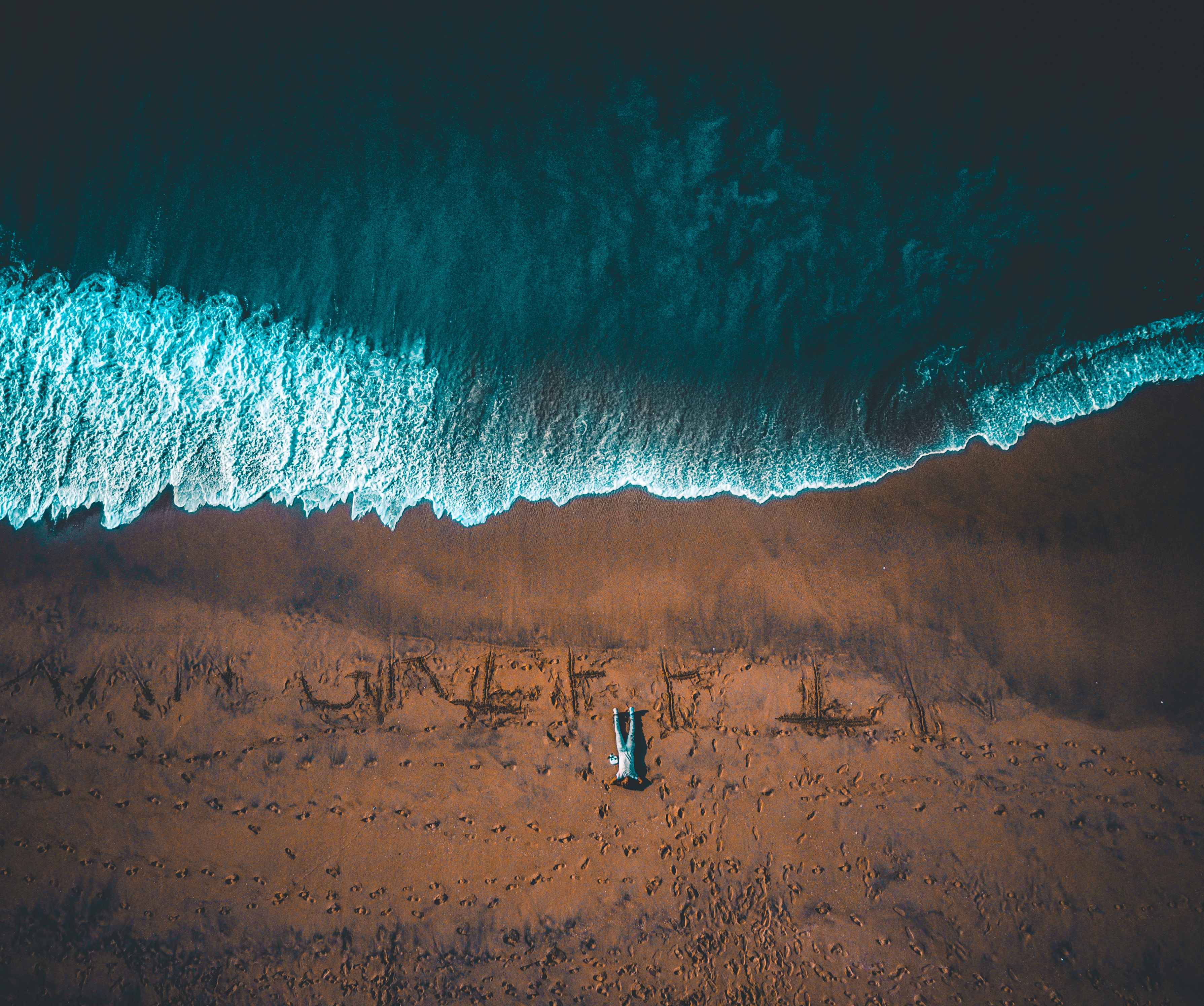 Wallpaper Man, Ocean, View From Above, Shore, Surf, - HD Wallpaper 