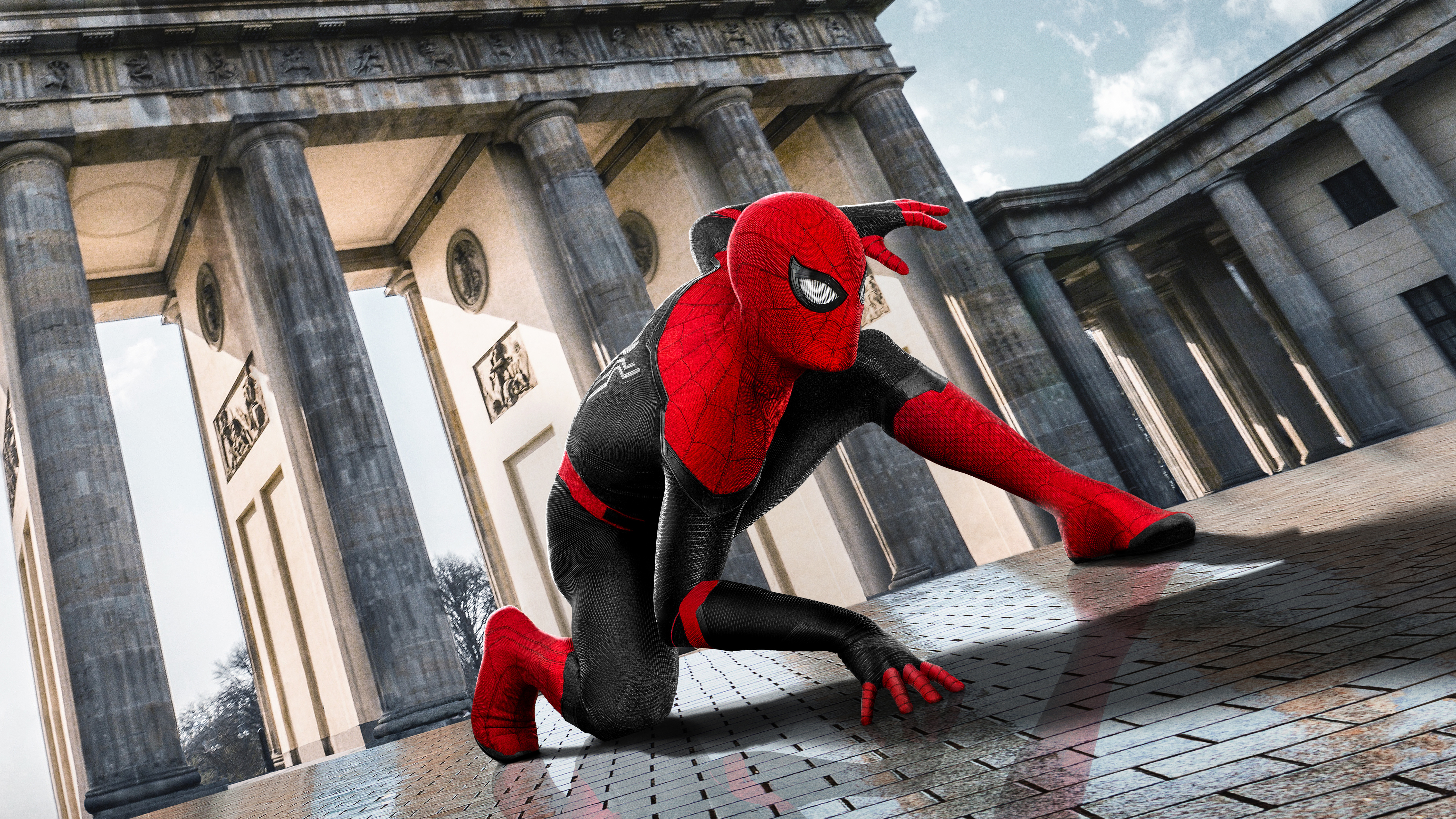 Spider Man Far From Home 2019 5k Wallpaperspider Man - Brandenburg Gate - HD Wallpaper 
