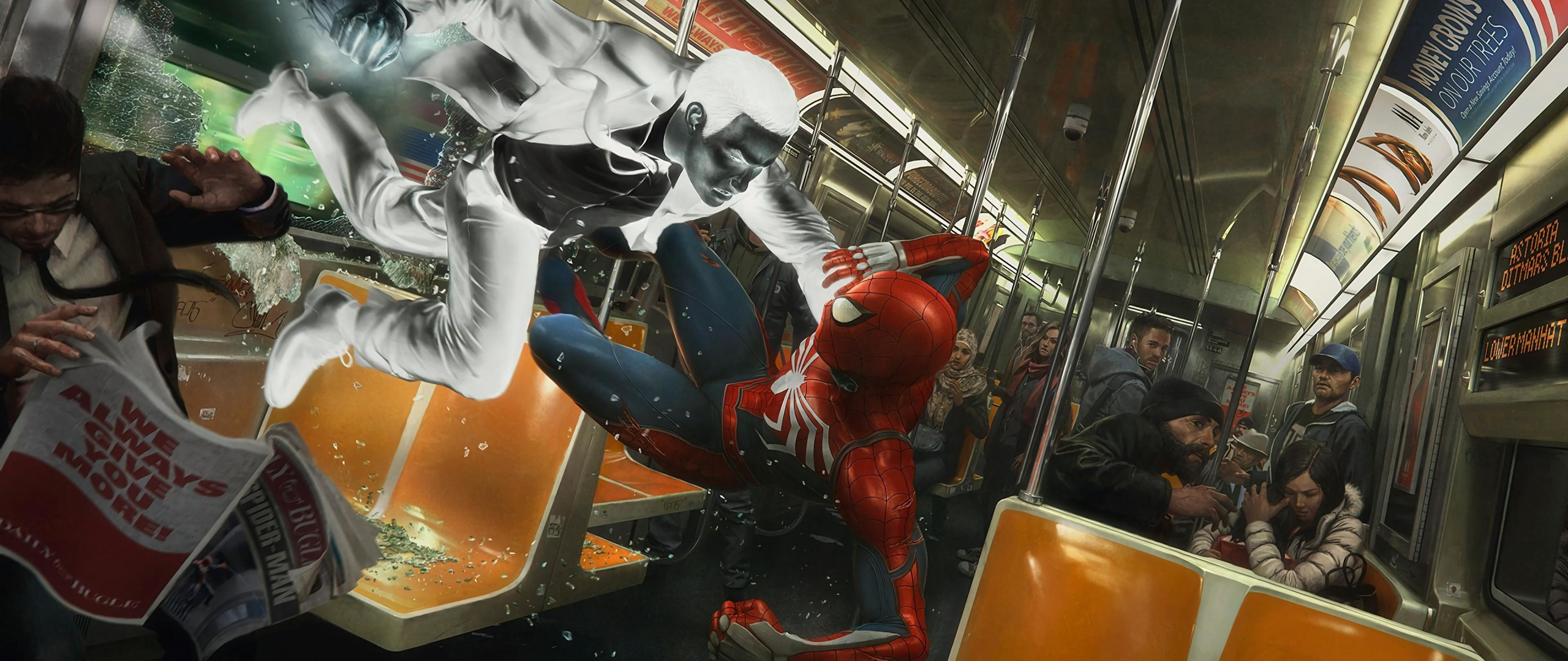 Spider-man , Video Game, Fight, Inside Train, 2018, - Marvel's Spider Man Mr Negative - HD Wallpaper 