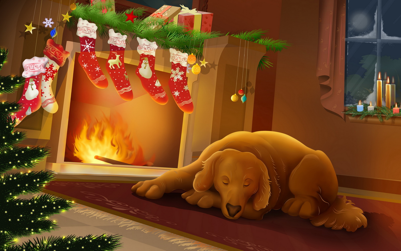 Warm Christmas Night - HD Wallpaper 
