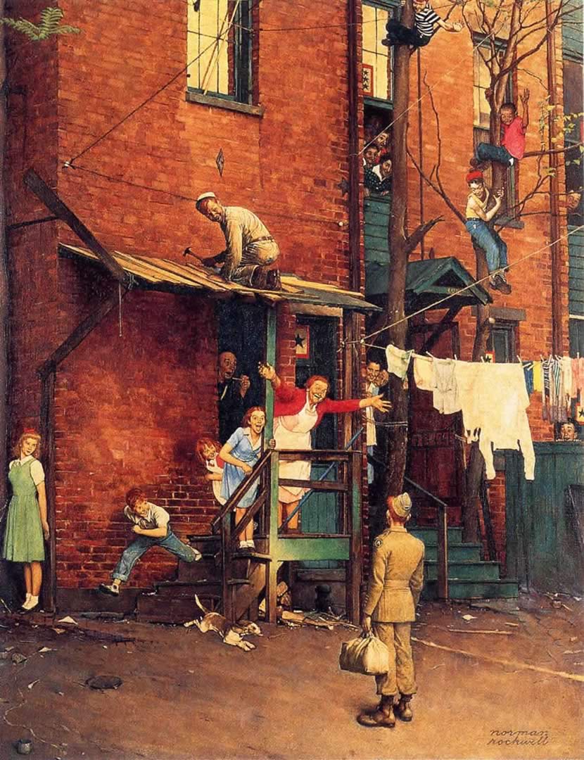 The Homecoming - Homecoming Gi Norman Rockwell - HD Wallpaper 