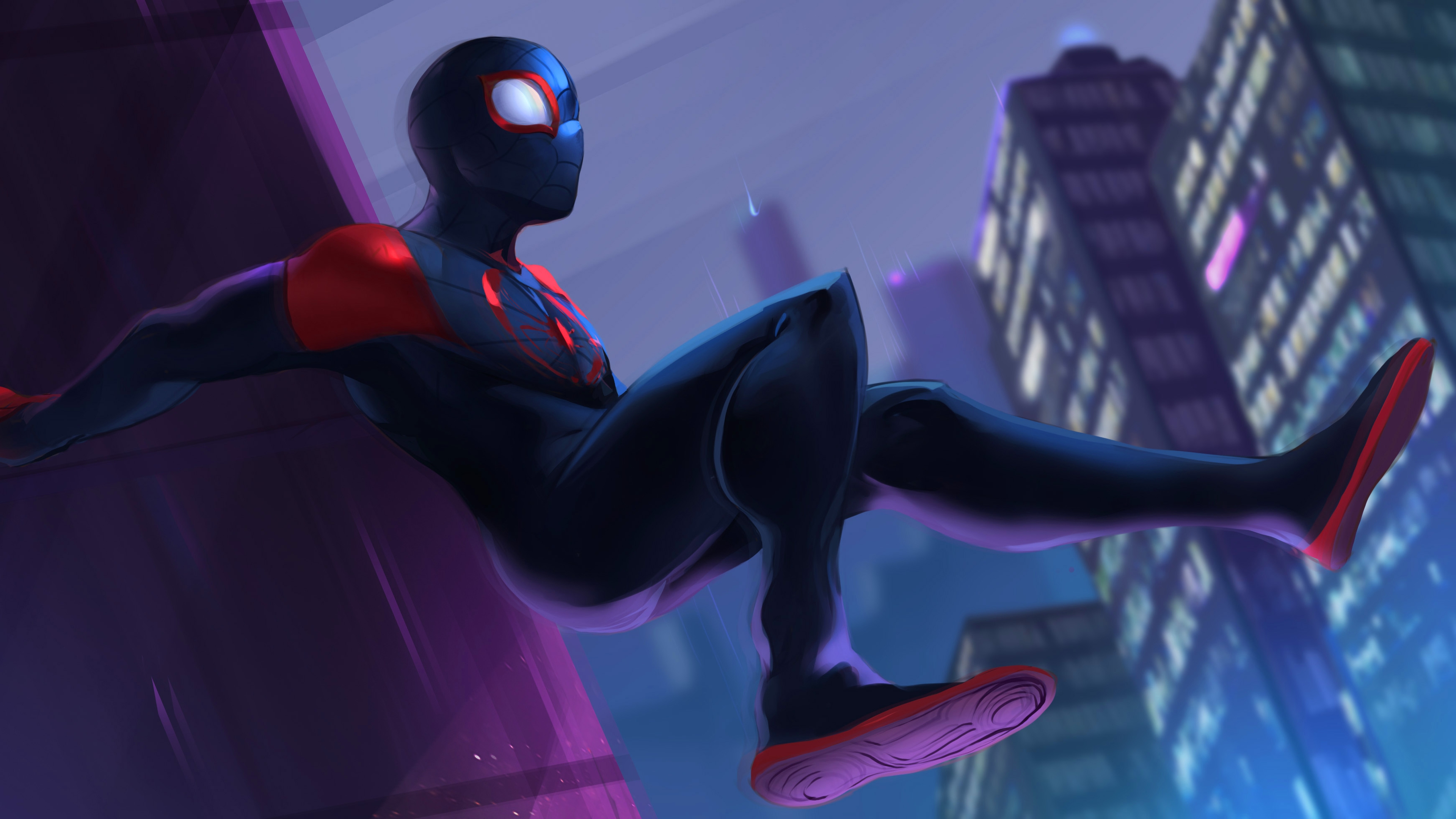 Into The Spider Verse Miles Fanart - HD Wallpaper 