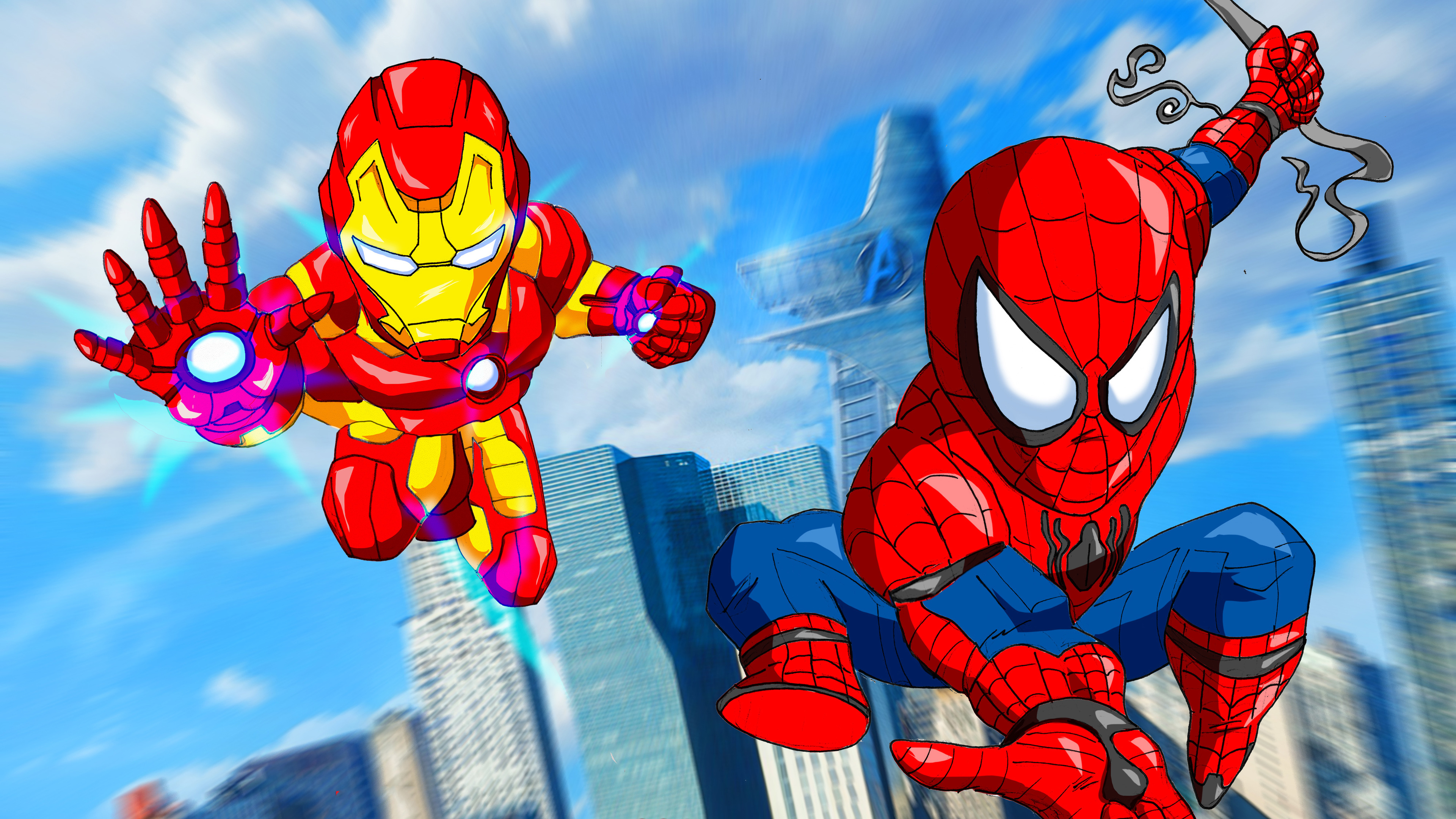 Spiderman Homecoming Movie Art - Spiderman And Iron Man Hd - HD Wallpaper 