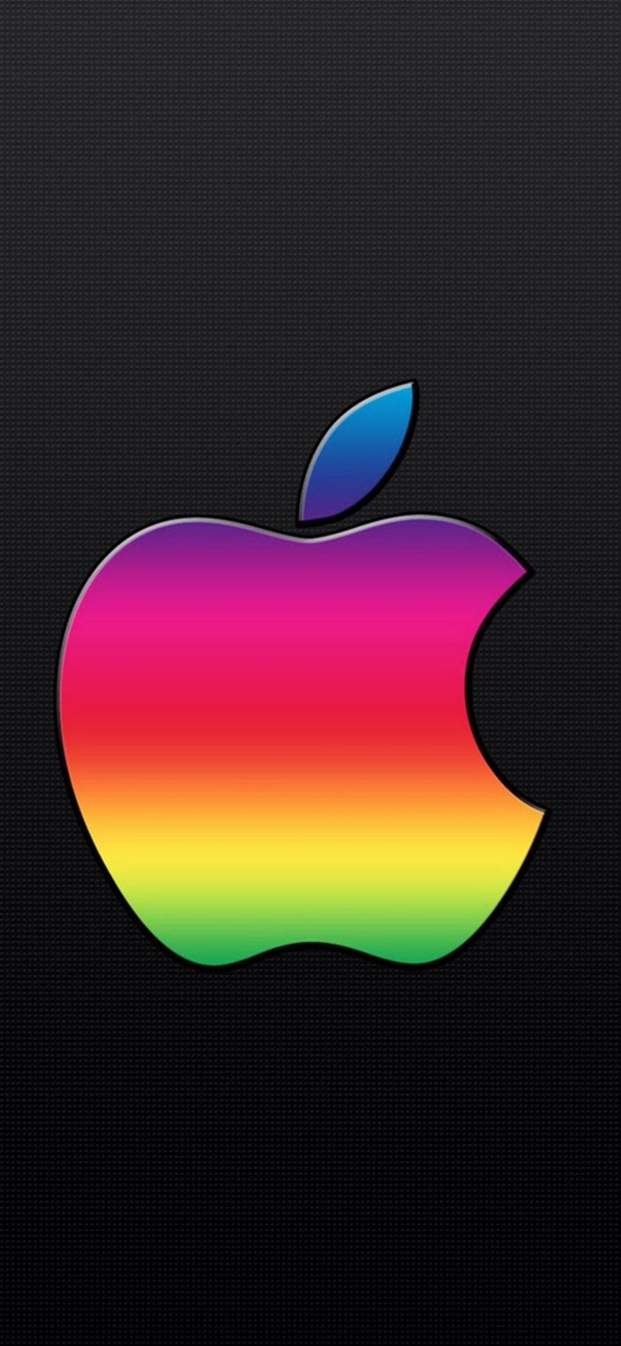 Rainbow Apple Wallpaper - Colored Apple Logo Black Background - 881x1909  Wallpaper 