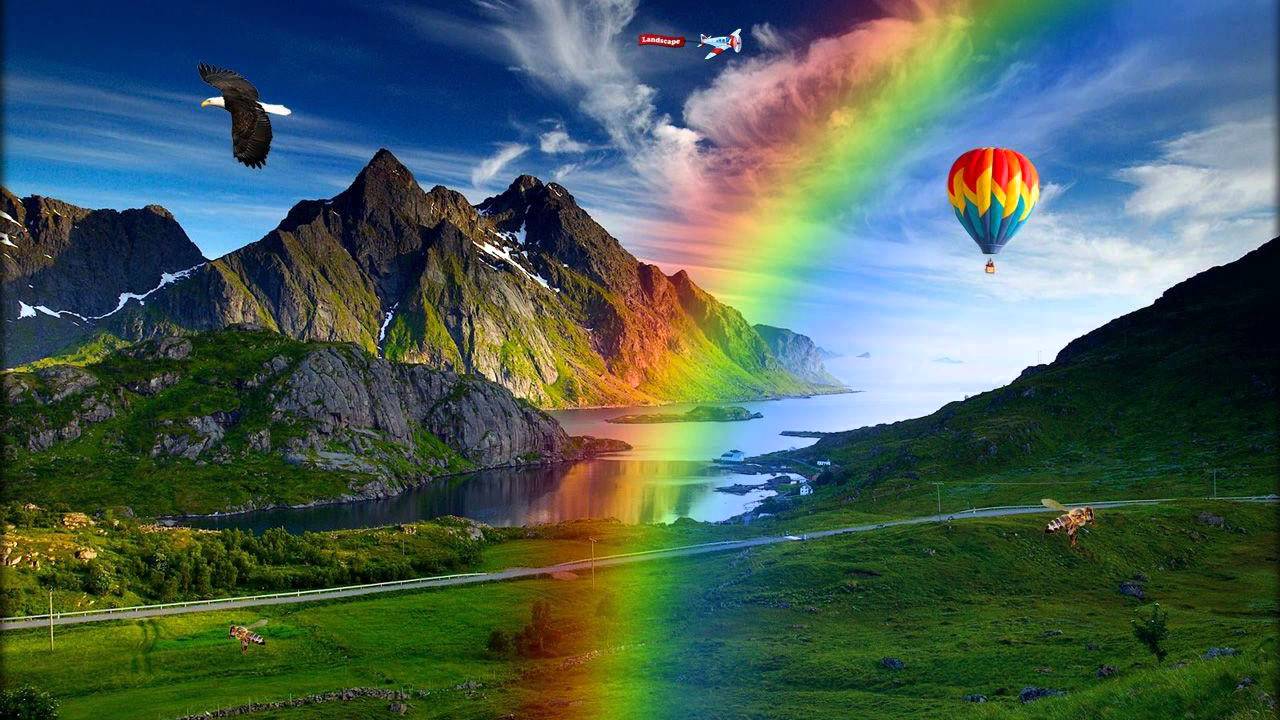 Hot Air Balloons Over Mountains - HD Wallpaper 