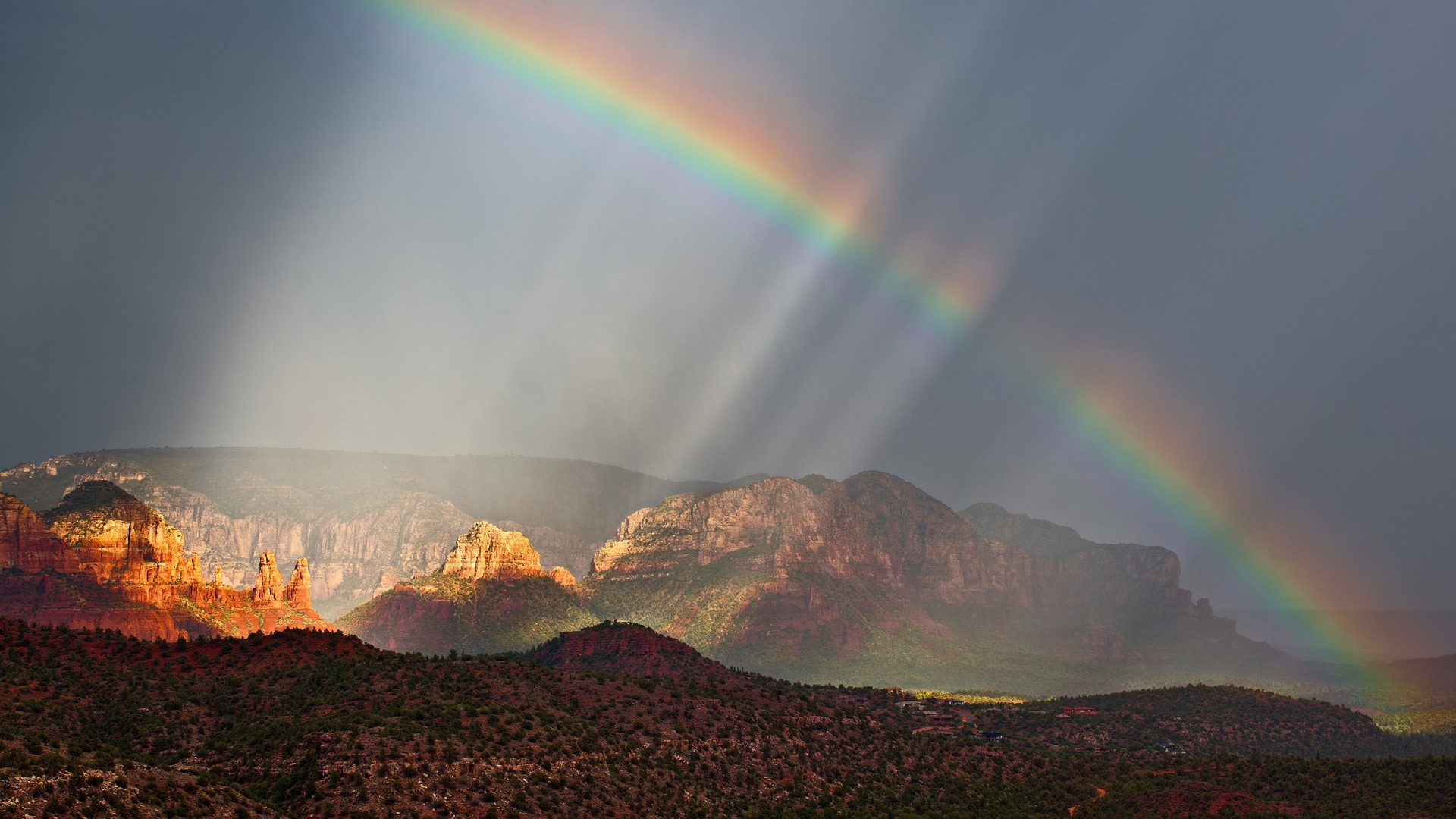 7 Wallpapers - Beautiful Rainbow Over Mountains - HD Wallpaper 