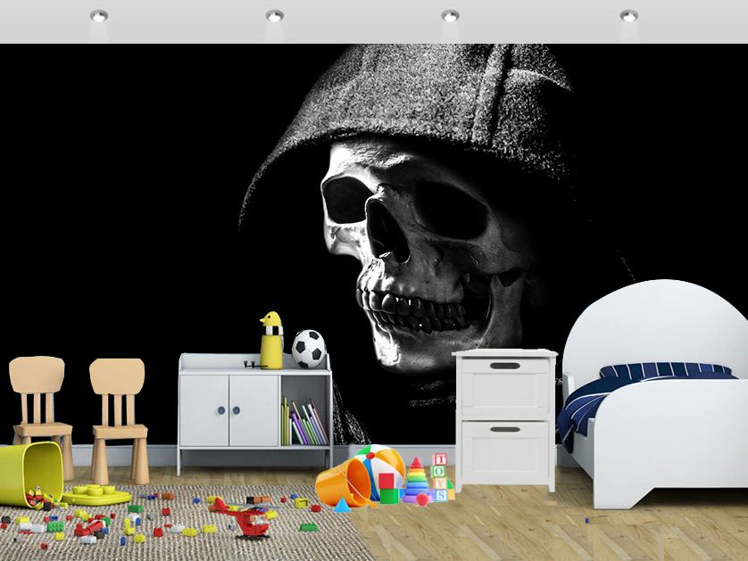 Hoody Skull Dark Shade Wall Mural Kids - HD Wallpaper 