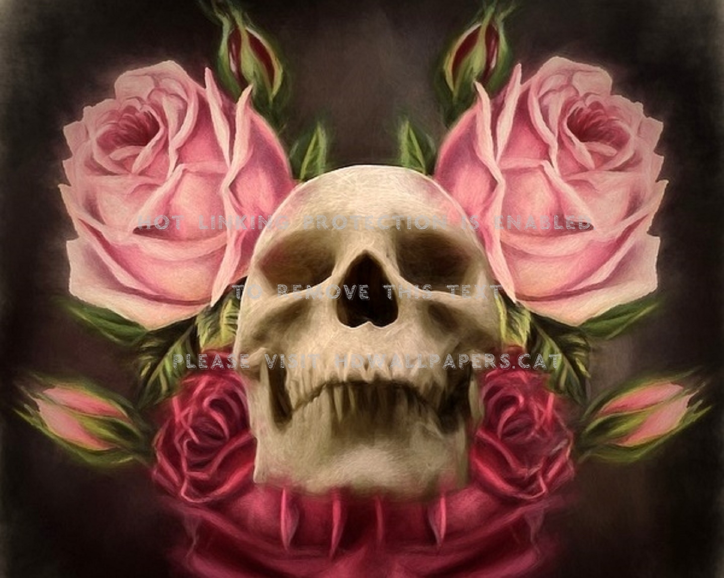 Skull & Roses Fantasy Holiday Halloween Art - Skull - HD Wallpaper 