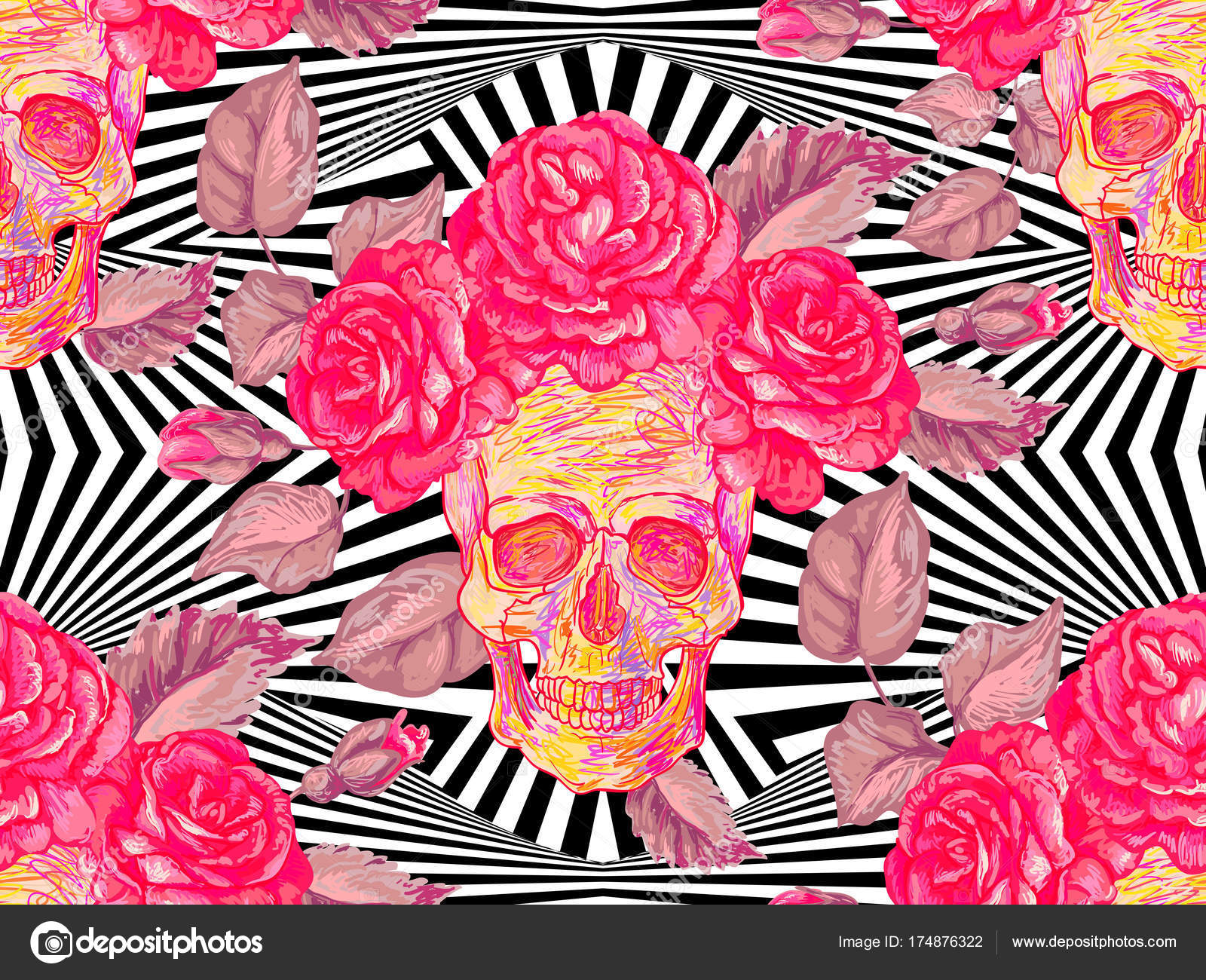 Background Sunflower Skull - HD Wallpaper 