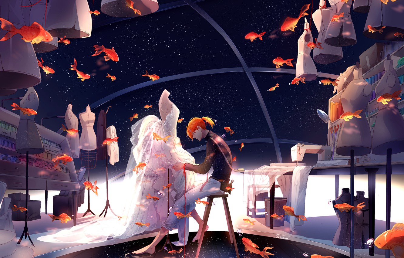 Photo Wallpaper Fish, Goldfish, Guy, Mannequins, Stylist, - We Used To Dream By Justin Jet Zorbas And Cj Williams - HD Wallpaper 