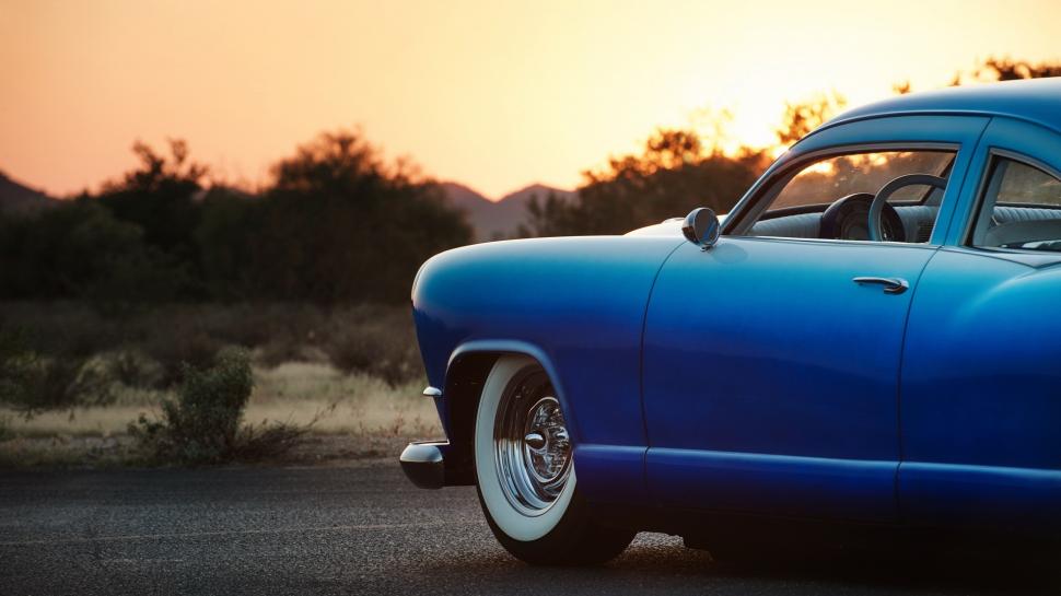 Sunset Blue Classic Car Wallpaper,blue Hd Wallpaper,sunset - Old Car Images Hd - HD Wallpaper 