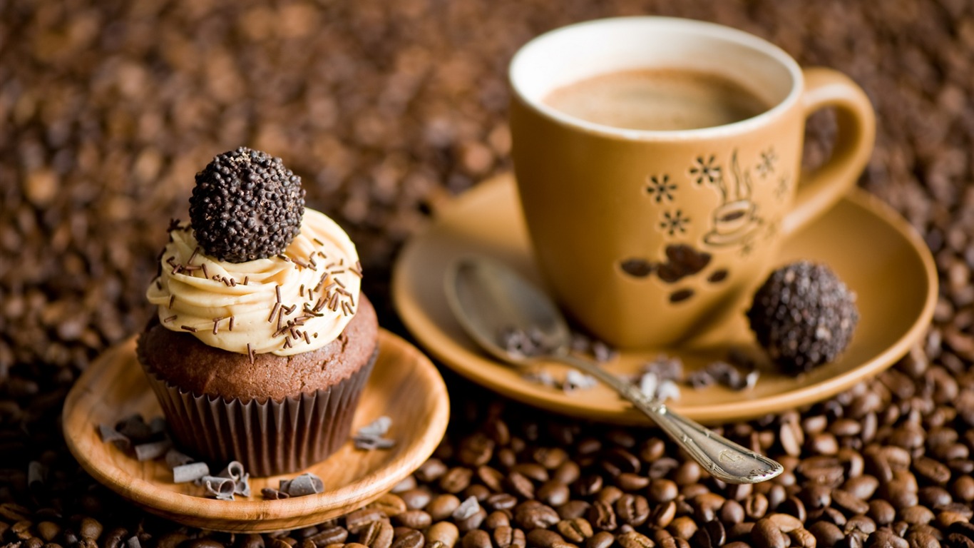 Coffee Beans Cupcake-high Quality Hd Wallpaper2015 - Background Hd Images For Cafe - HD Wallpaper 