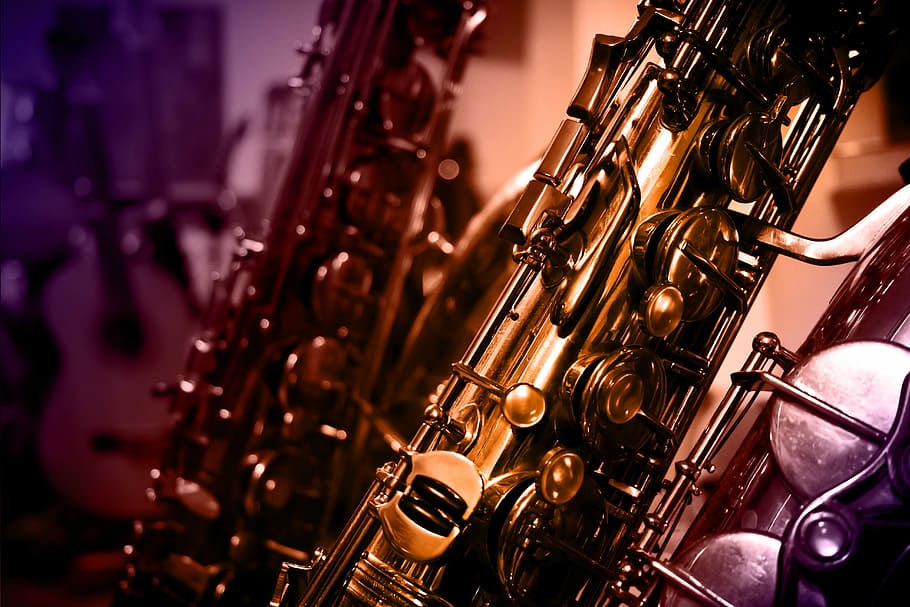 Close Up Of Brass Colored Saxophone, Instrument, Music, - Abby Flats Jazz Ensemble - HD Wallpaper 