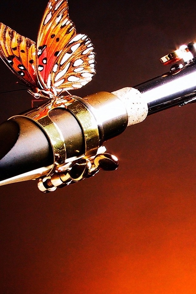 Iphone Wallpaper Saxophone And Butterfly, Music Theme - Jazz Music - HD Wallpaper 