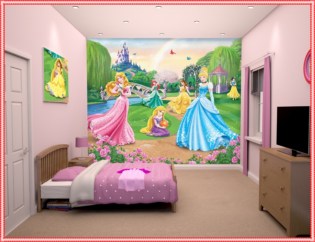 Disney Princess Wall Decals Kids - Background Of Princess Garden - HD Wallpaper 