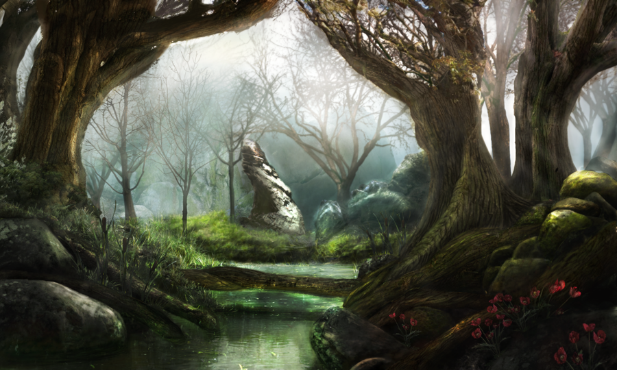 Yj-95, Impressive Wallpapers, Fairies In The Woods - Painting - HD Wallpaper 