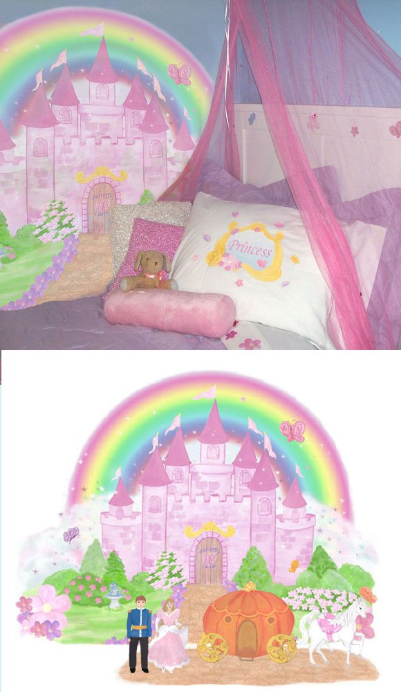 Princess Castle Wall Mural Little Girl Bedroom - HD Wallpaper 