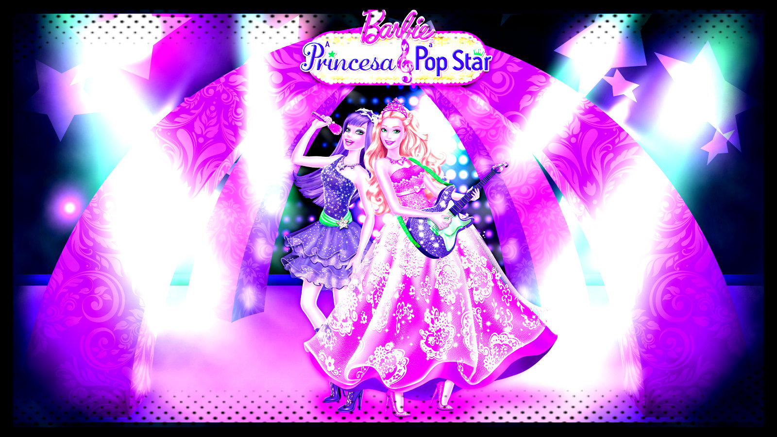 Princess And Popstar Wallpaper - Barbie Rock Pop Star - HD Wallpaper 