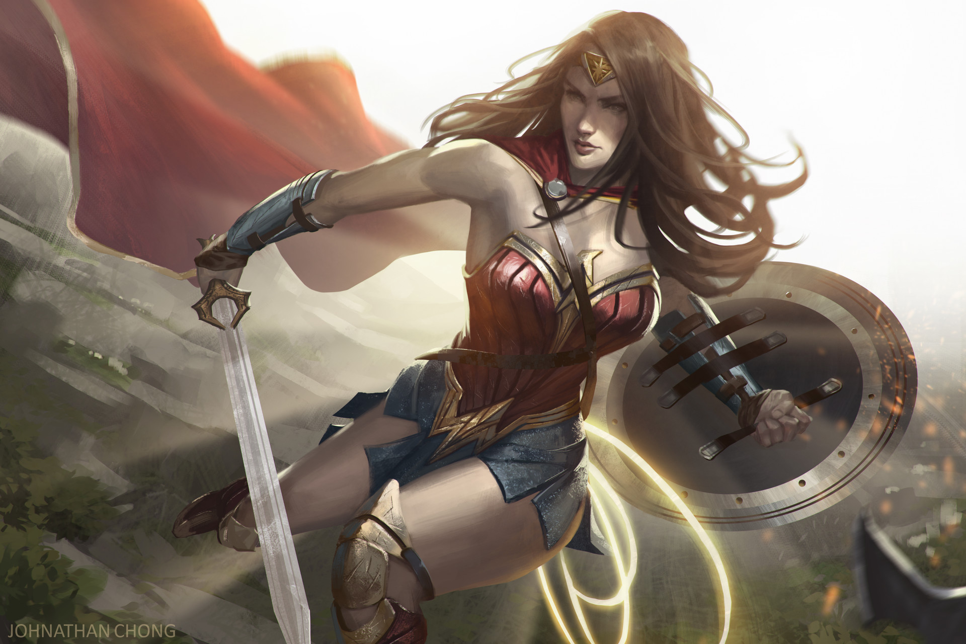 Wonder Woman Art With Cloak - HD Wallpaper 