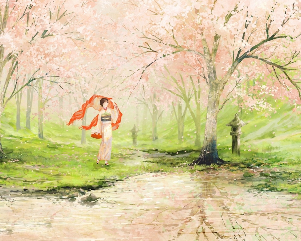 Anime Spring Arts - HD Wallpaper 
