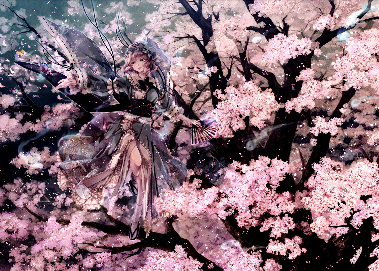 Fairy Anime With Cherry Blossom - HD Wallpaper 