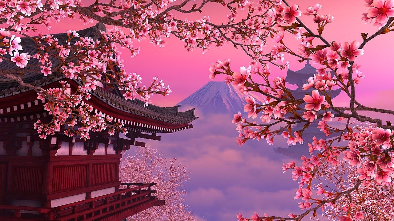 Cherry Blossom Japanese Art - HD Wallpaper 