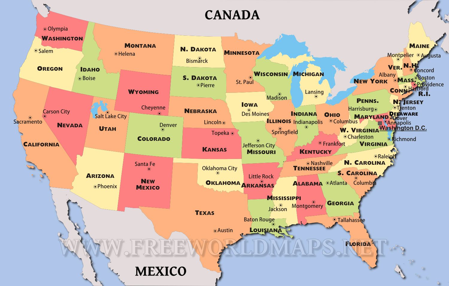 Usa Map With States And Cities - HD Wallpaper 