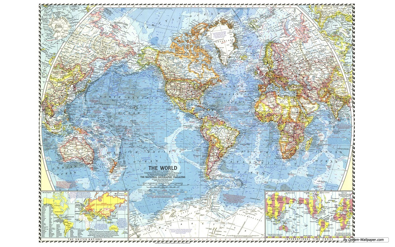 World Map Wallpaper - 1960 World Map - HD Wallpaper 