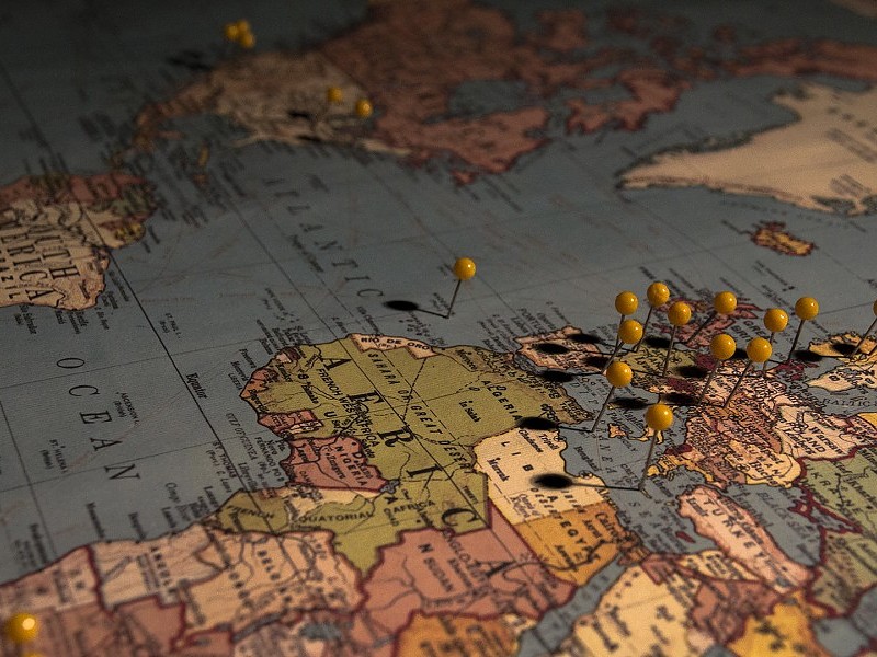 World Map With Pins Wallpaper - World Map Hd Background - HD Wallpaper 