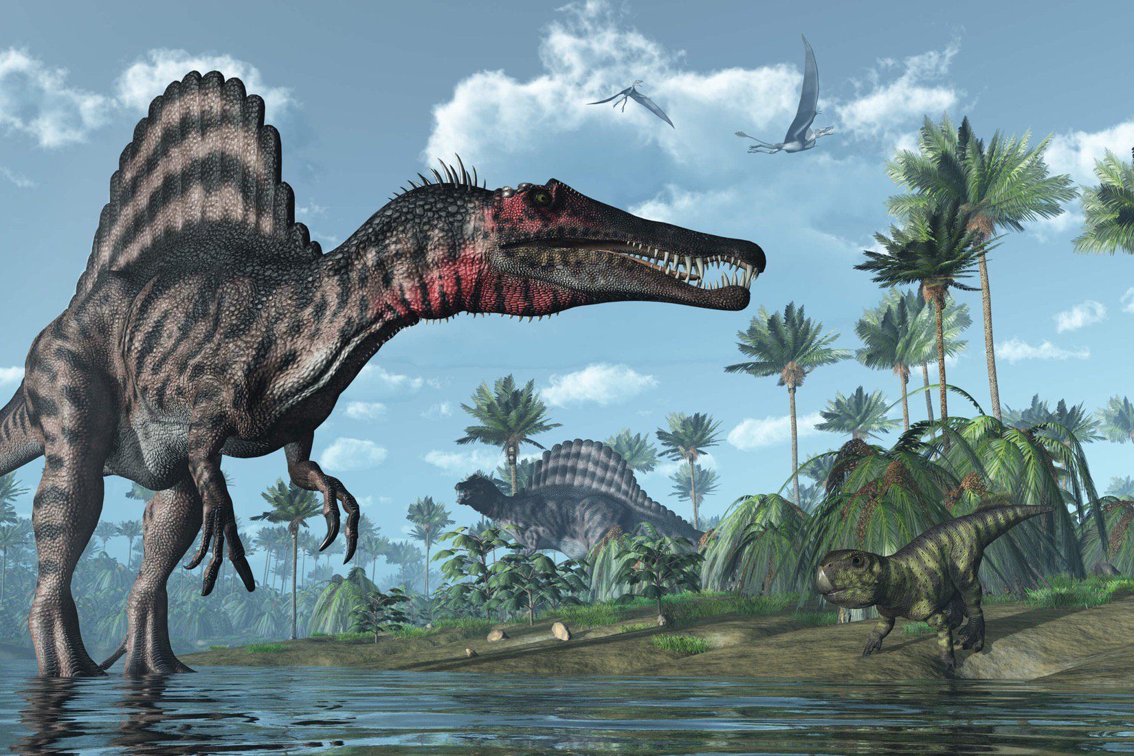 Prehistoric Animals Water - HD Wallpaper 