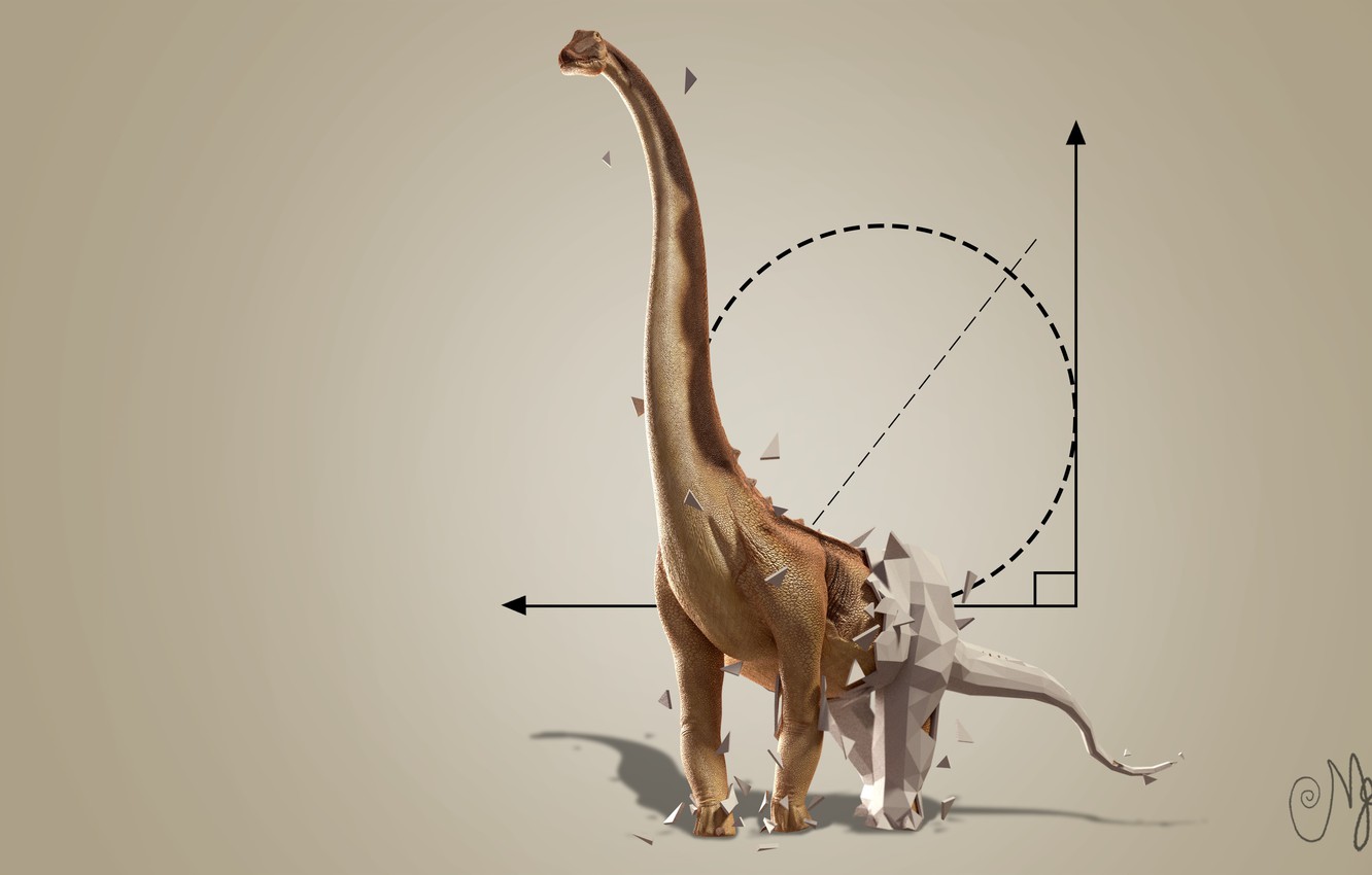 Photo Wallpaper Abstraction, Dinosaur, Geometric Shapes - Desktop Wallpaper Geometric Animals - HD Wallpaper 