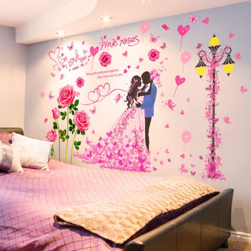 Romantic Wall Stickers For Bedroom - HD Wallpaper 