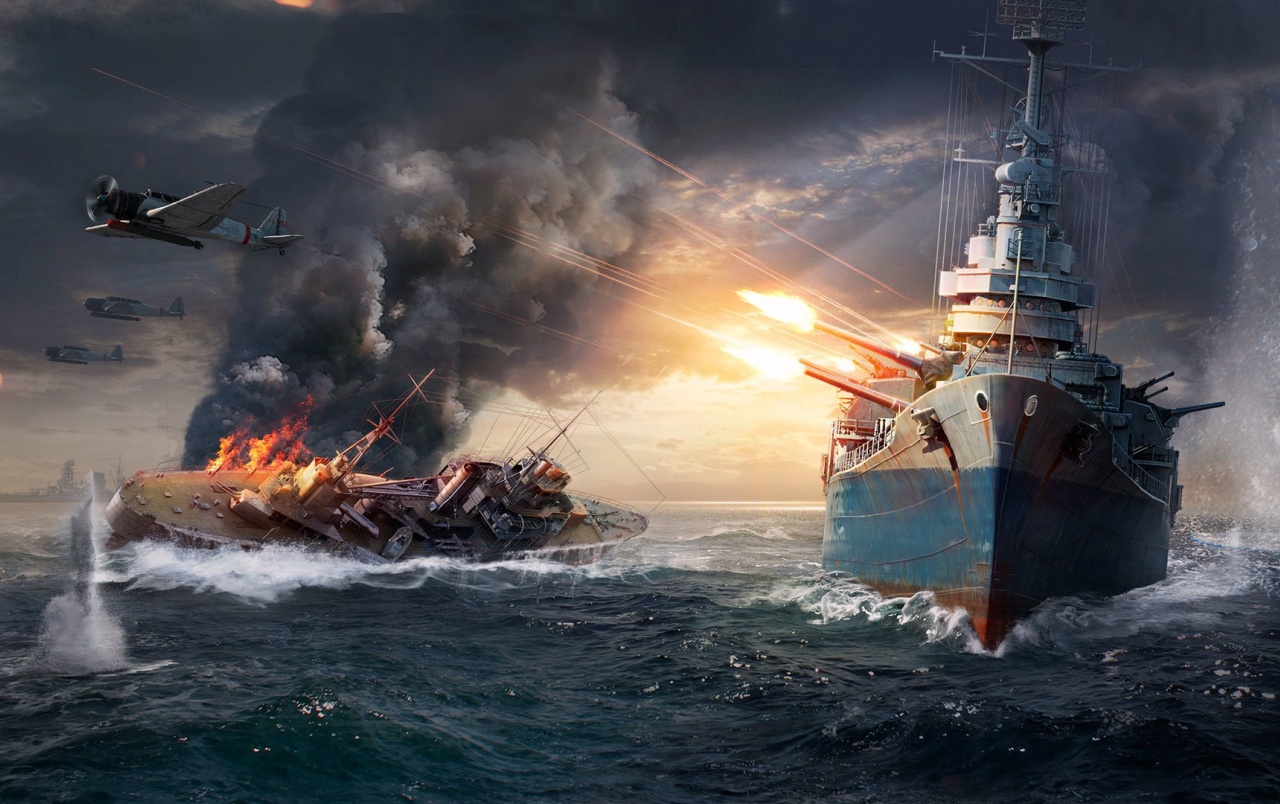 World Of Warships Battle Wallpapers - World Of Warships Gun Fire - HD Wallpaper 