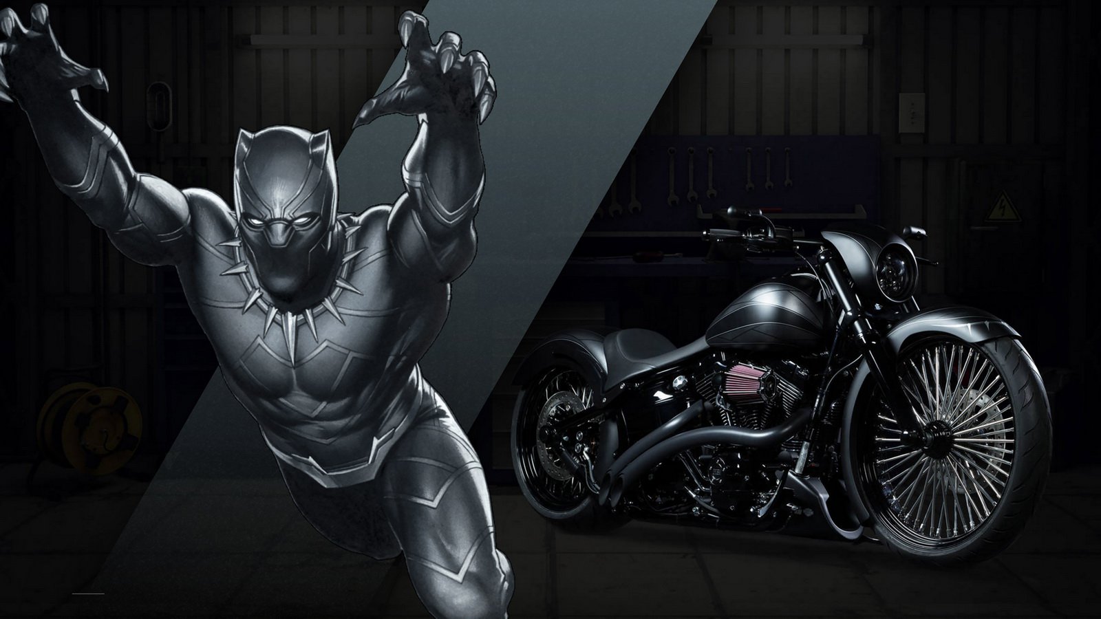 Black Panther Harley Davidson - HD Wallpaper 