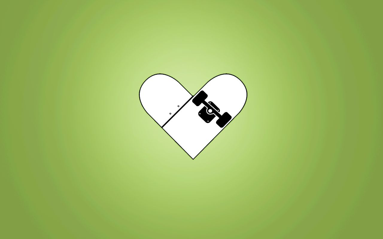 Green Heart, Skateboard - HD Wallpaper 