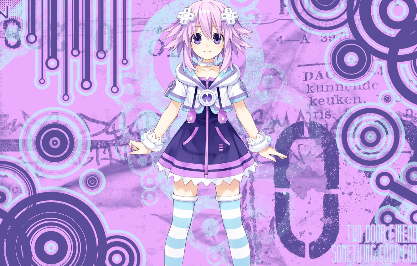 Photo Wallpaper Look, Girl, Smile, Anime, Art, Goddess, - Anime Girl With Short Purple Hair And Purple Eyes - HD Wallpaper 
