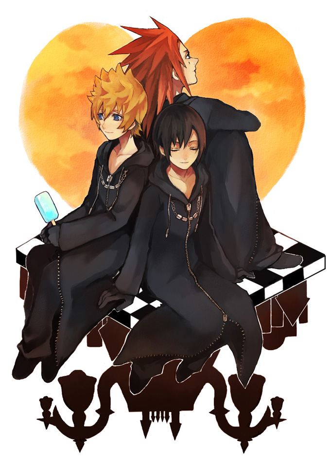 Anime, Pixiv Id 3895952, Kingdom Hearts Ii, Kingdom - Kingdom Hearts Roxas Axel And Xion - HD Wallpaper 