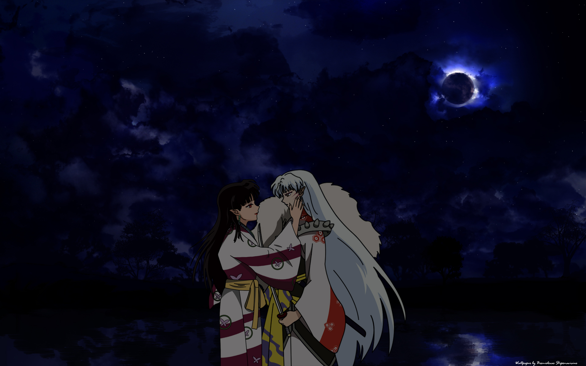 Rumiko Takahashi, Sunrise , Inuyasha, Sesshoumaru, - Inuyasha Hd Wallpaper Night - HD Wallpaper 