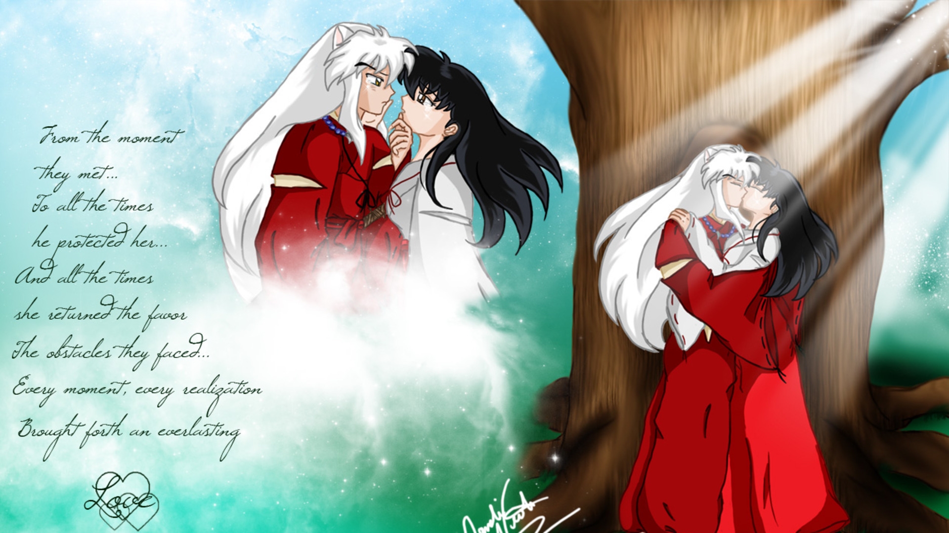 Inuyasha And Kagome Sweet - HD Wallpaper 