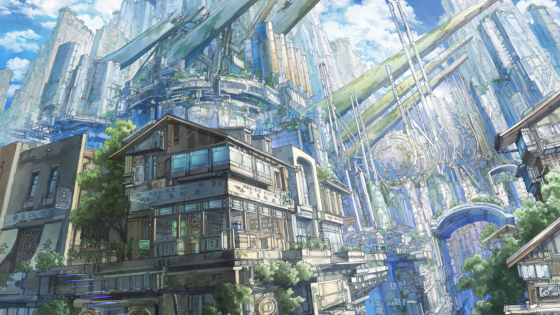 Fantasy City, Sci-fi, Buildings, Towers, Artwork - Sci Fi Fantasy City - HD Wallpaper 
