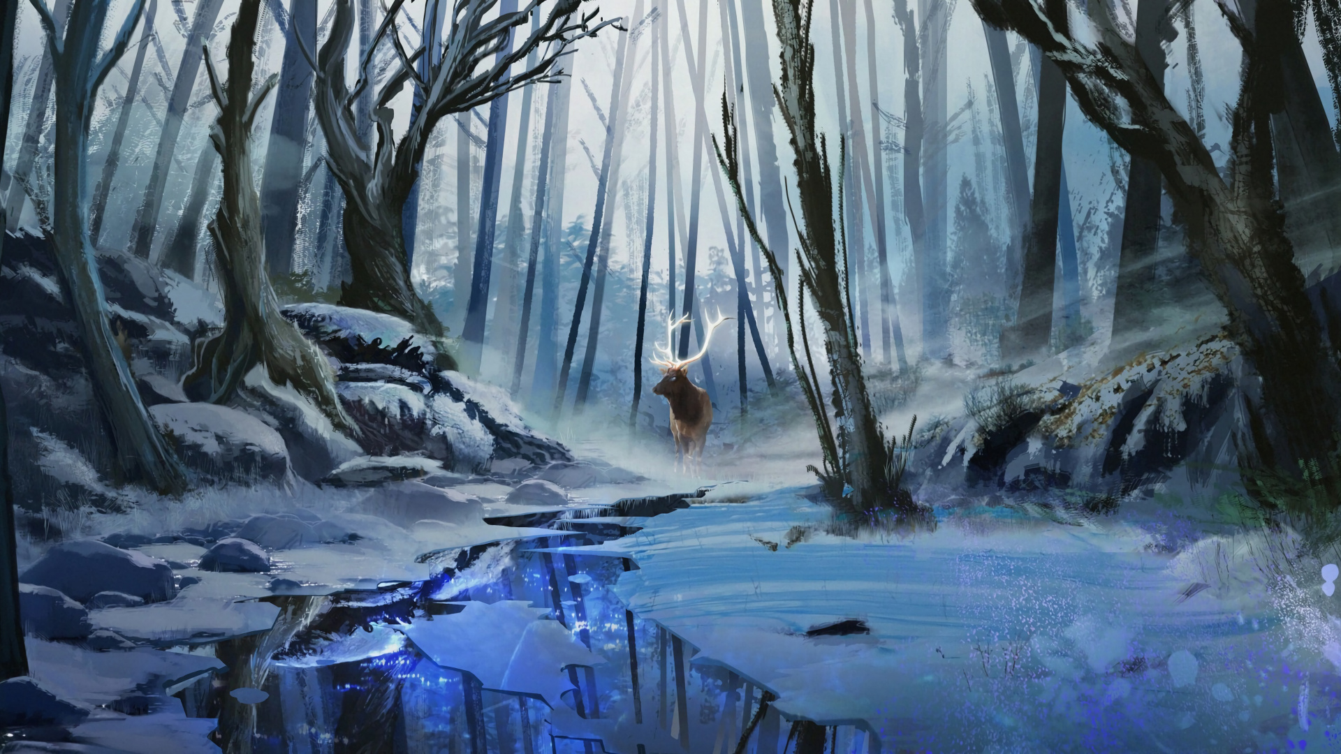 Winter Forest Wallpaper Art - HD Wallpaper 
