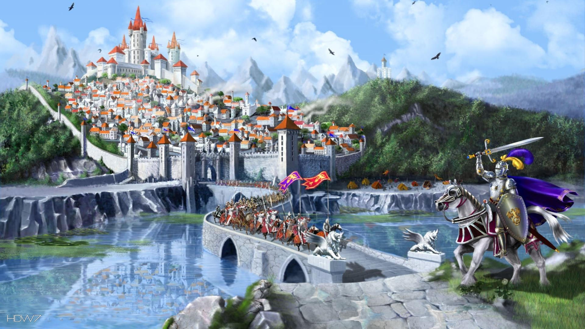 Middle Ages Fantasy City Castle - Medieval Knight Wallpaper Hd - HD Wallpaper 