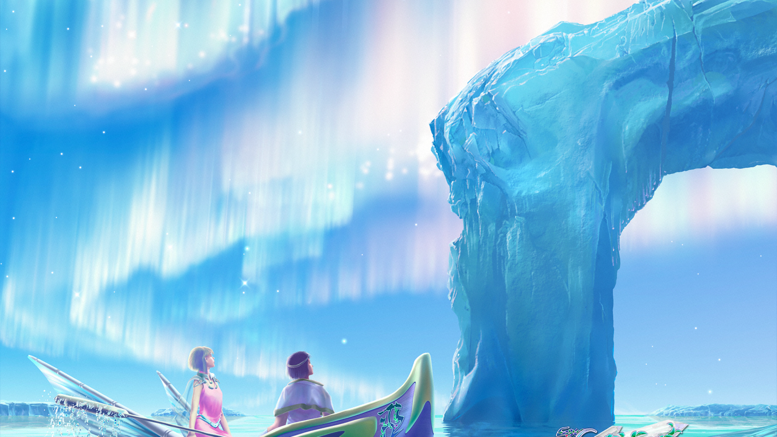 Celestial Exploring, Fantasy Couple, Boat, Lake, Ice - Art Of Kagaya -  2560x1440 Wallpaper 
