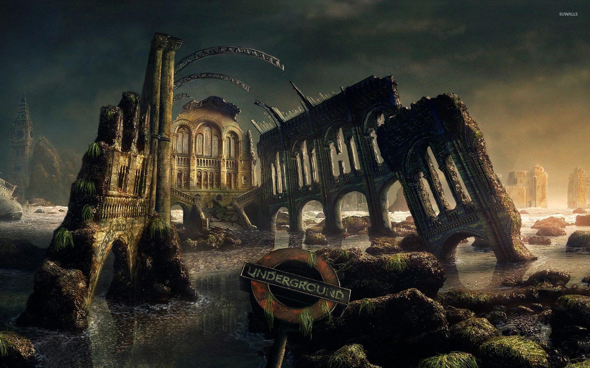 Fantasy Ruined City Art - HD Wallpaper 
