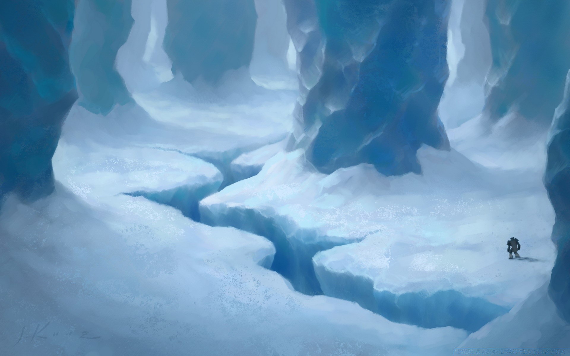 Fantasy Ice Snow Iceberg Winter Glacier Water Cold - Ice Cave Cartoon - HD Wallpaper 