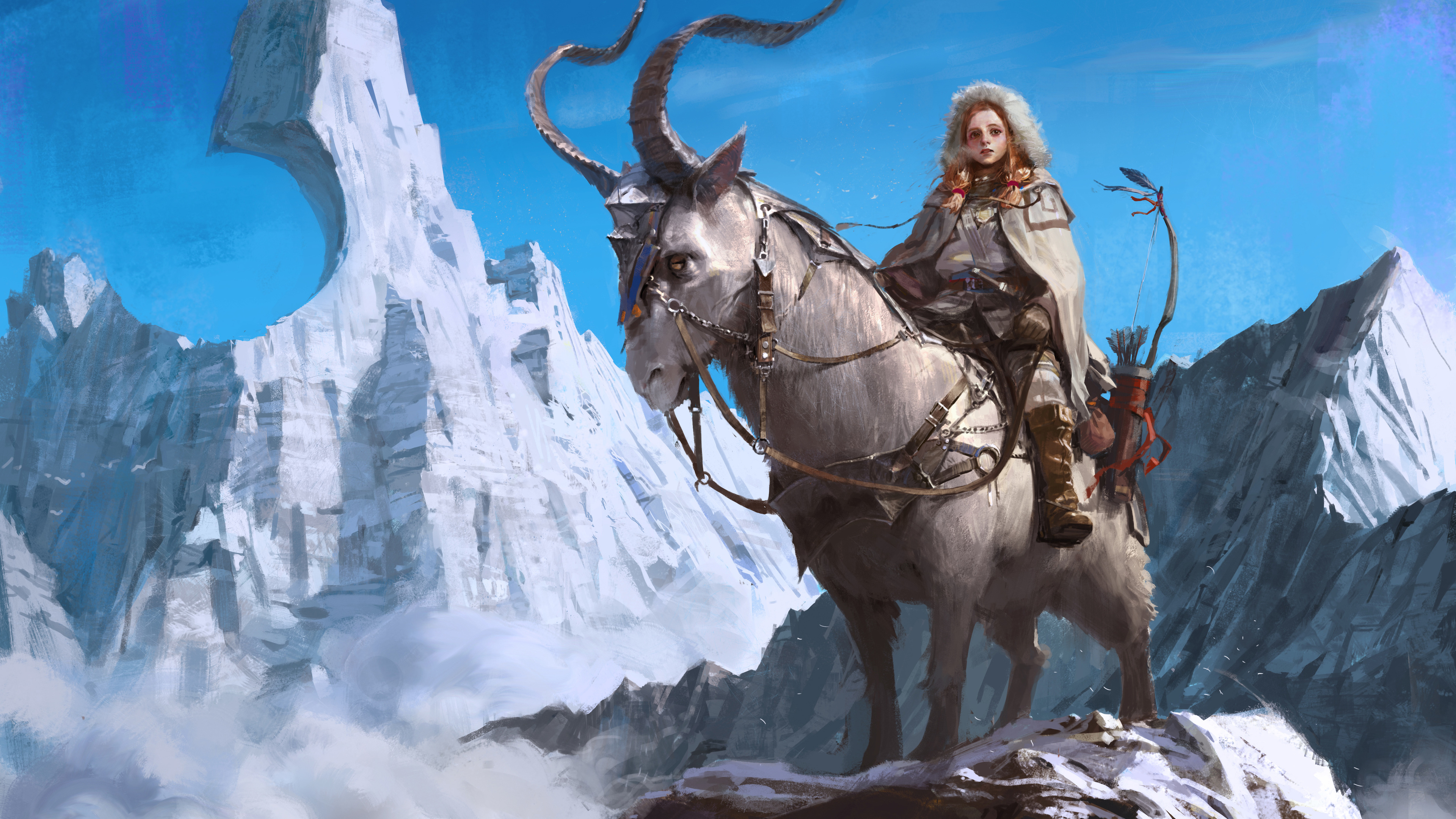 Woman Warrior Sitting On Creature Fantasy Artwork 4k - Fantasy Woman Warrior - HD Wallpaper 