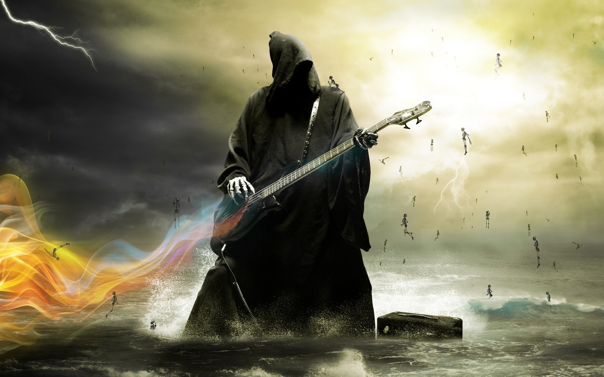 Grim Reaper Dark Fantasy Music Other Digital Art 
 - Grim Reaper With Guitar - HD Wallpaper 