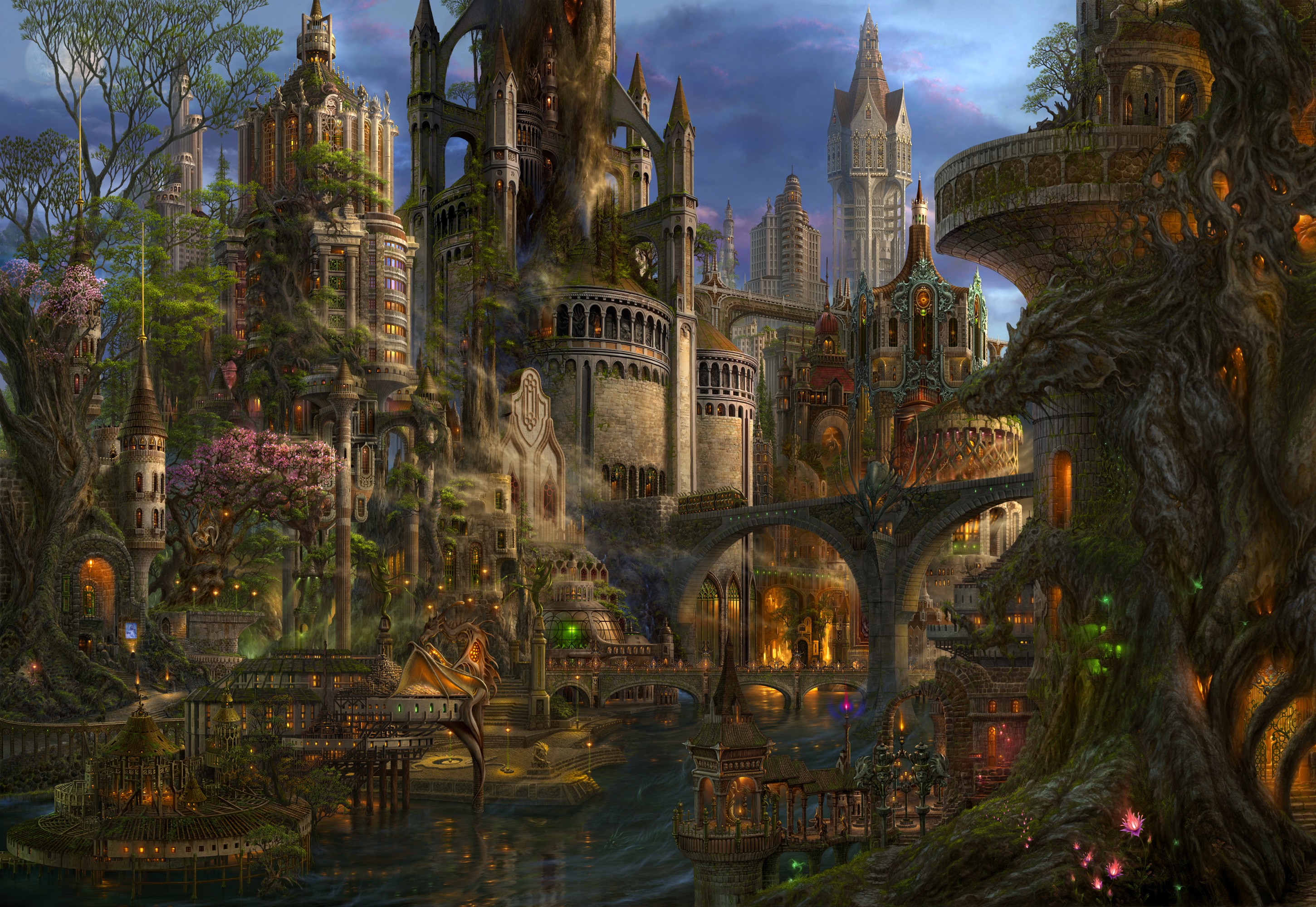 Fantasy Art Medieval City - HD Wallpaper 