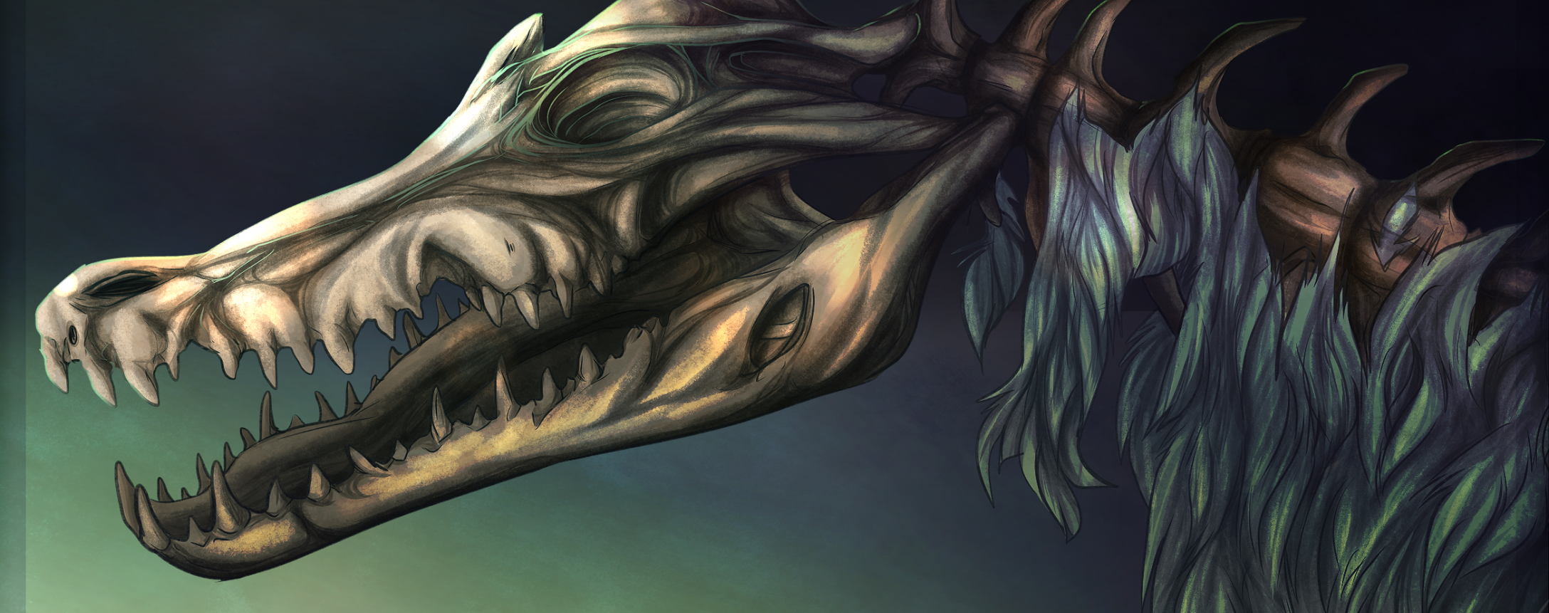 Dinosaur Skull, Profile View, Fantasy Creatures, Artwork - HD Wallpaper 